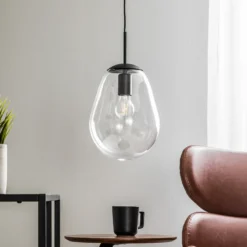 Lámpara colgante Pear S con pantalla de cristal, negro