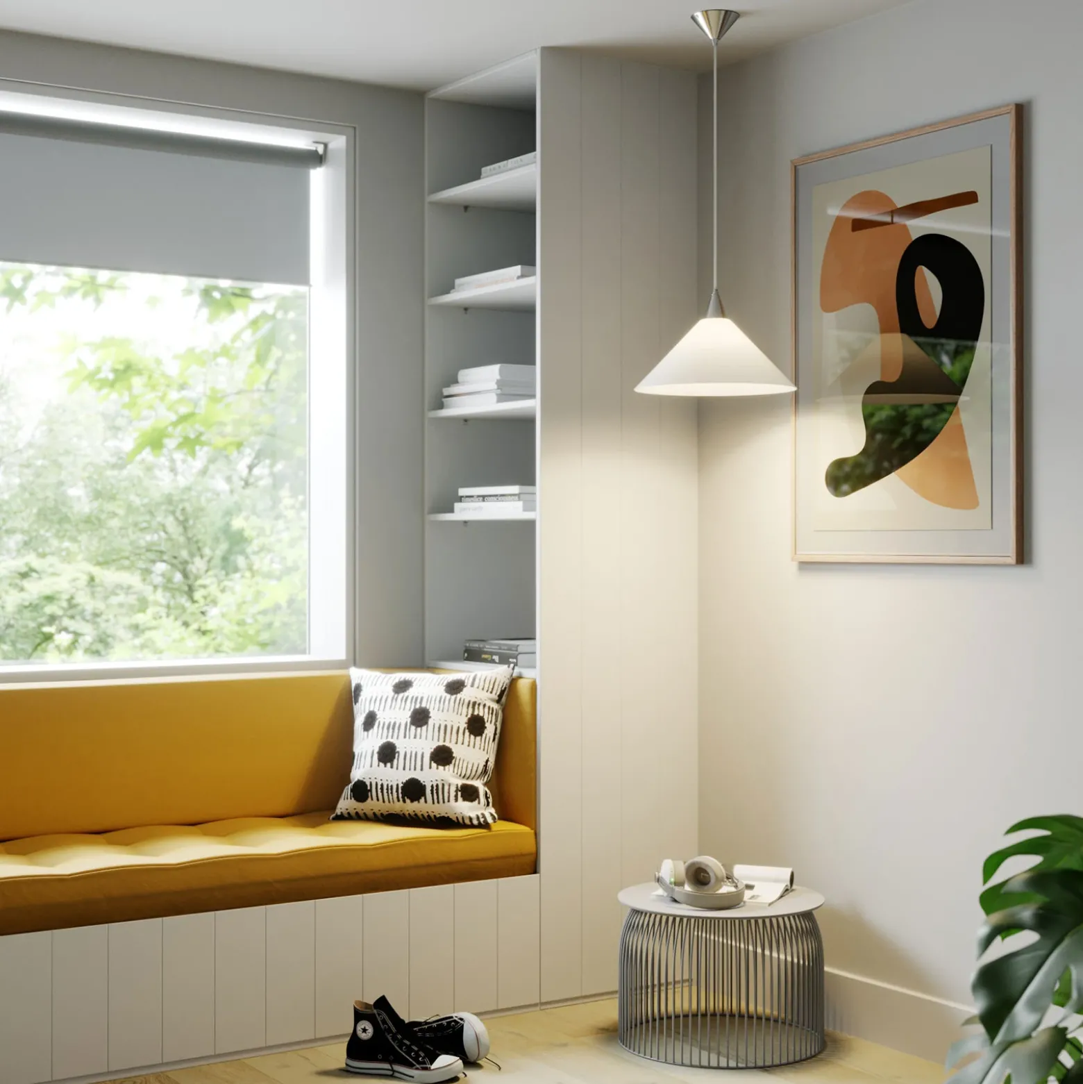 Lámpara colgante Petra de Lindby, blanca, cristal, Ø 40 cm, cono, E27