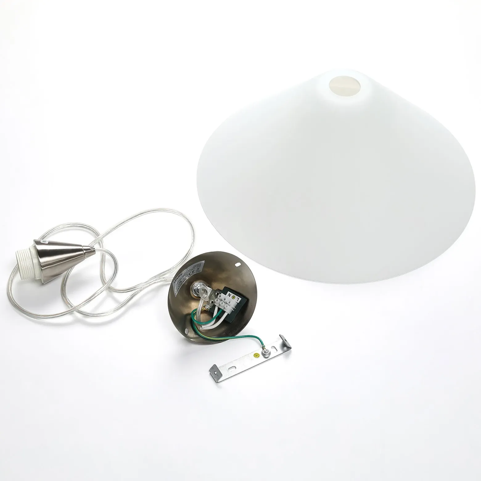 Lámpara colgante Petra de Lindby, blanca, cristal, Ø 40 cm, cono, E27
