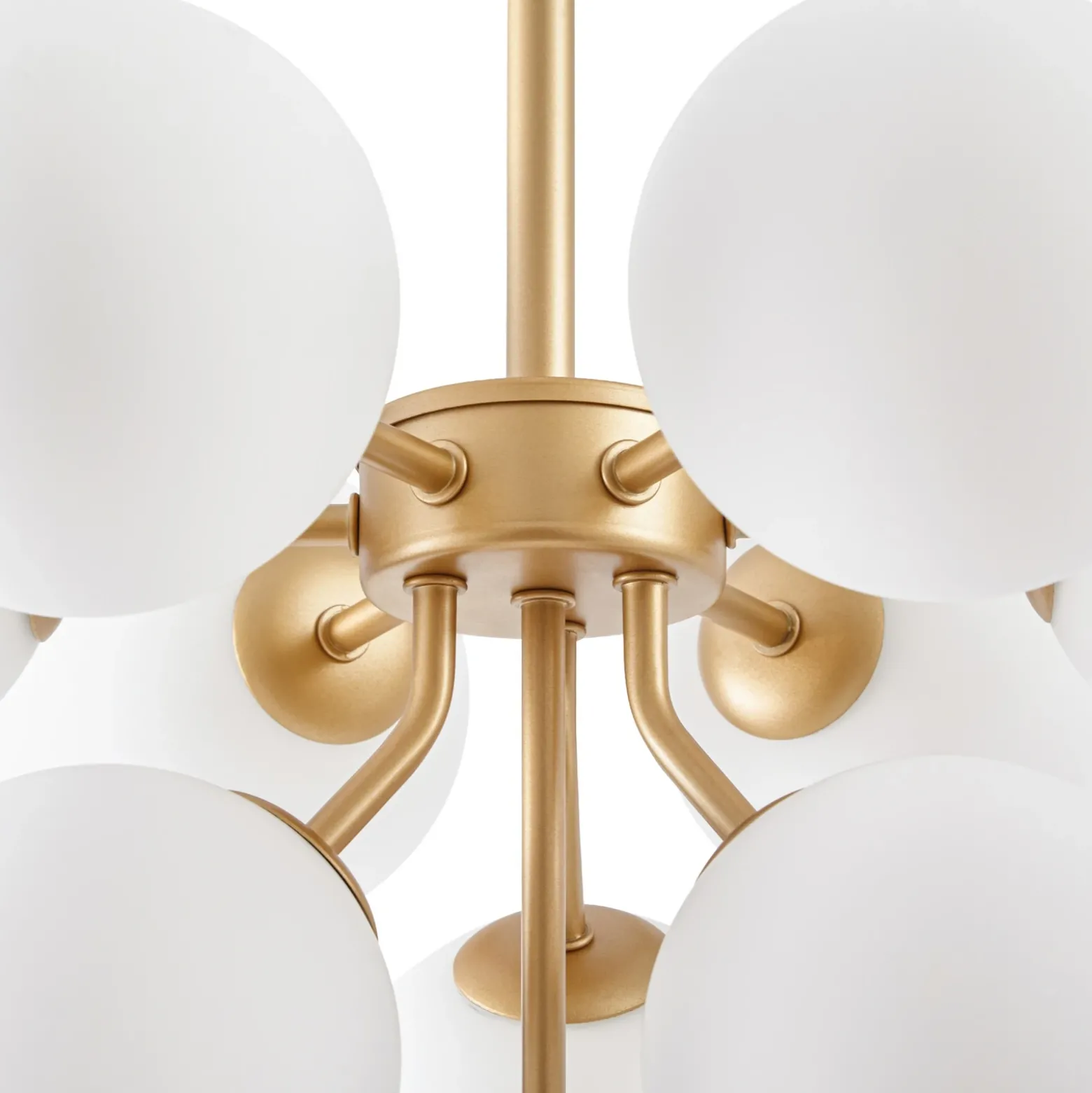 Lámpara colgante Peyton de Lucande, 10 luces, dorado/blanco, cristal