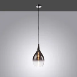 Lámpara colgante Pilua de Paul Neuhaus, gris ahumado, cristal, Ø 20 cm, E27
