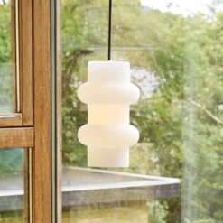 Lámpara colgante Pilule Double, blanco mate, Ø 15 cm, cristal
