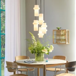 Lámpara colgante Pilule Down, blanco brillante, Ø 15 cm, cristal