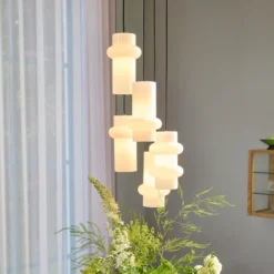 Lámpara colgante Pilule Up, blanco mate, Ø 15 cm, cristal
