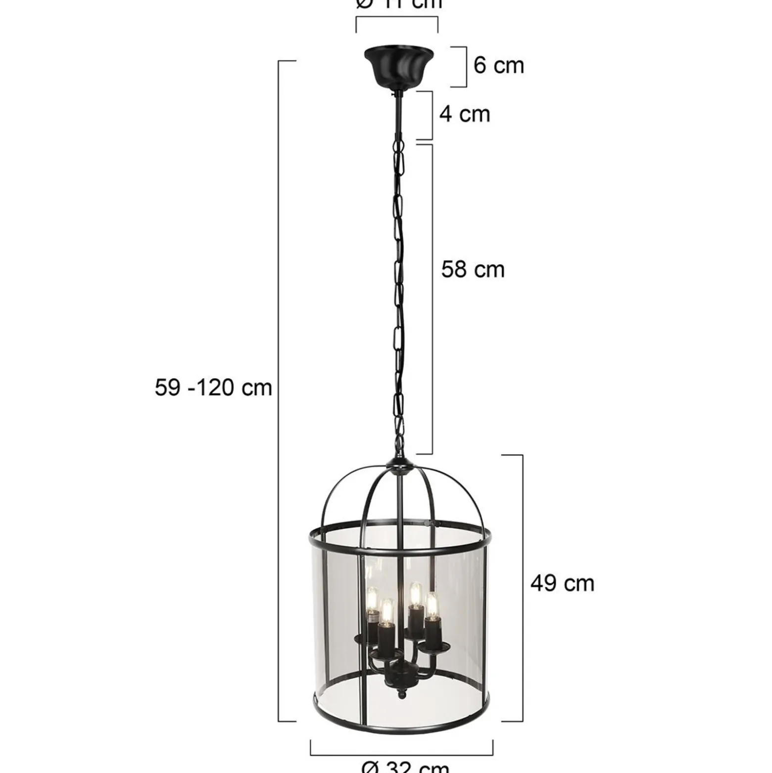 Lámpara colgante Pimpernel, Ø 32 cm, negro, cristal gris humo