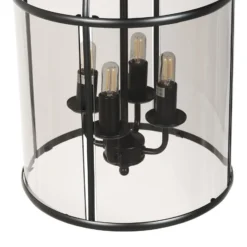 Lámpara colgante Pimpernel, Ø 32 cm, negro, cristal gris humo