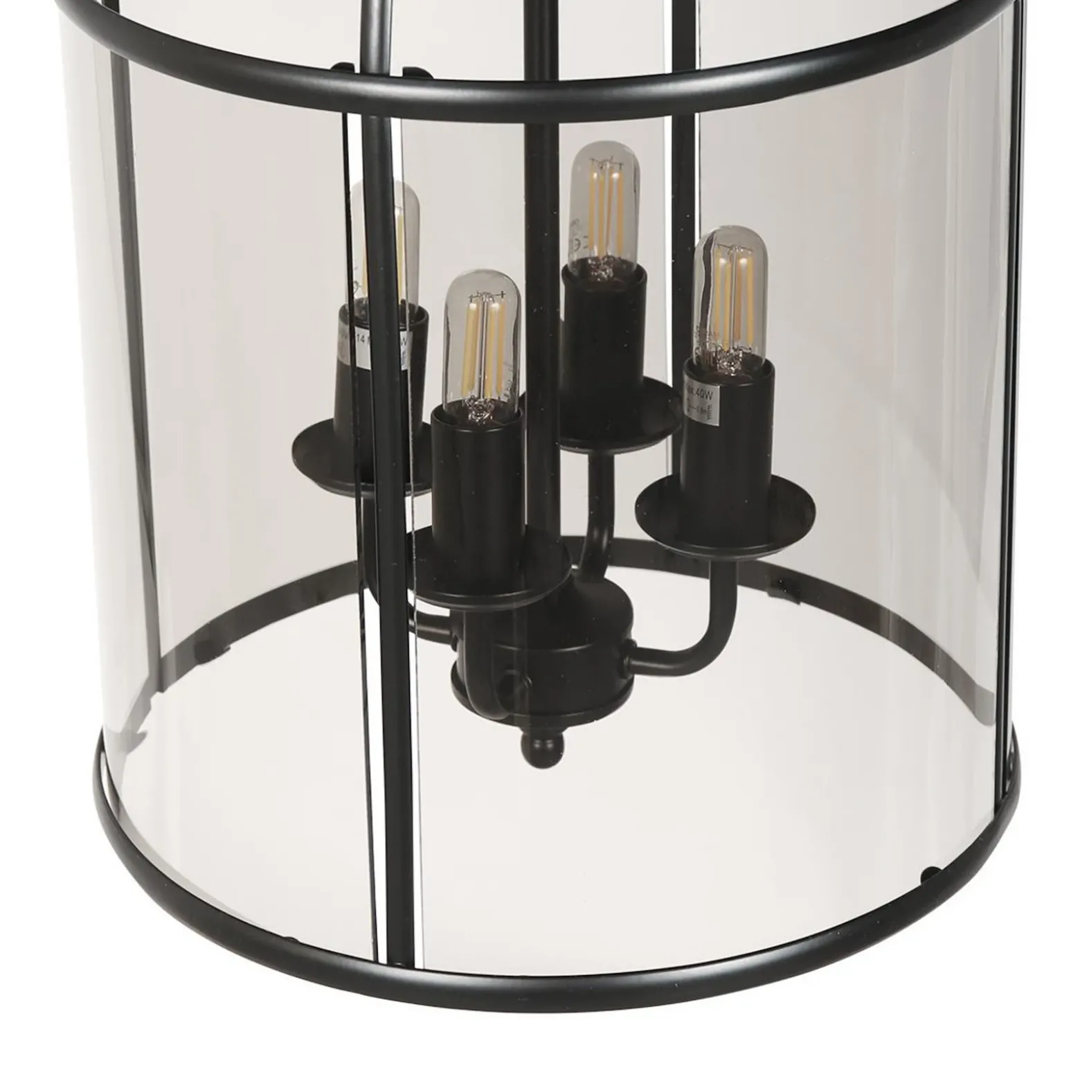 Lámpara colgante Pimpernel, Ø 32 cm, negro, cristal gris humo
