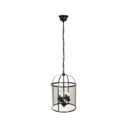 Lámpara colgante Pimpernel, Ø 32 cm, negro, cristal gris humo