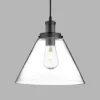Lámpara colgante pirámide, negra/clara, cristal, Ø 29 cm, E27