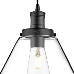 Lámpara colgante pirámide, negra/clara, cristal, Ø 29 cm, E27