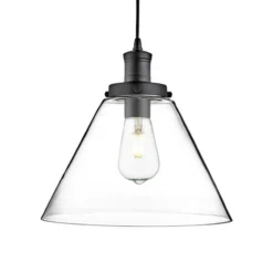 Lámpara colgante pirámide, negra/clara, cristal, Ø 29 cm, E27