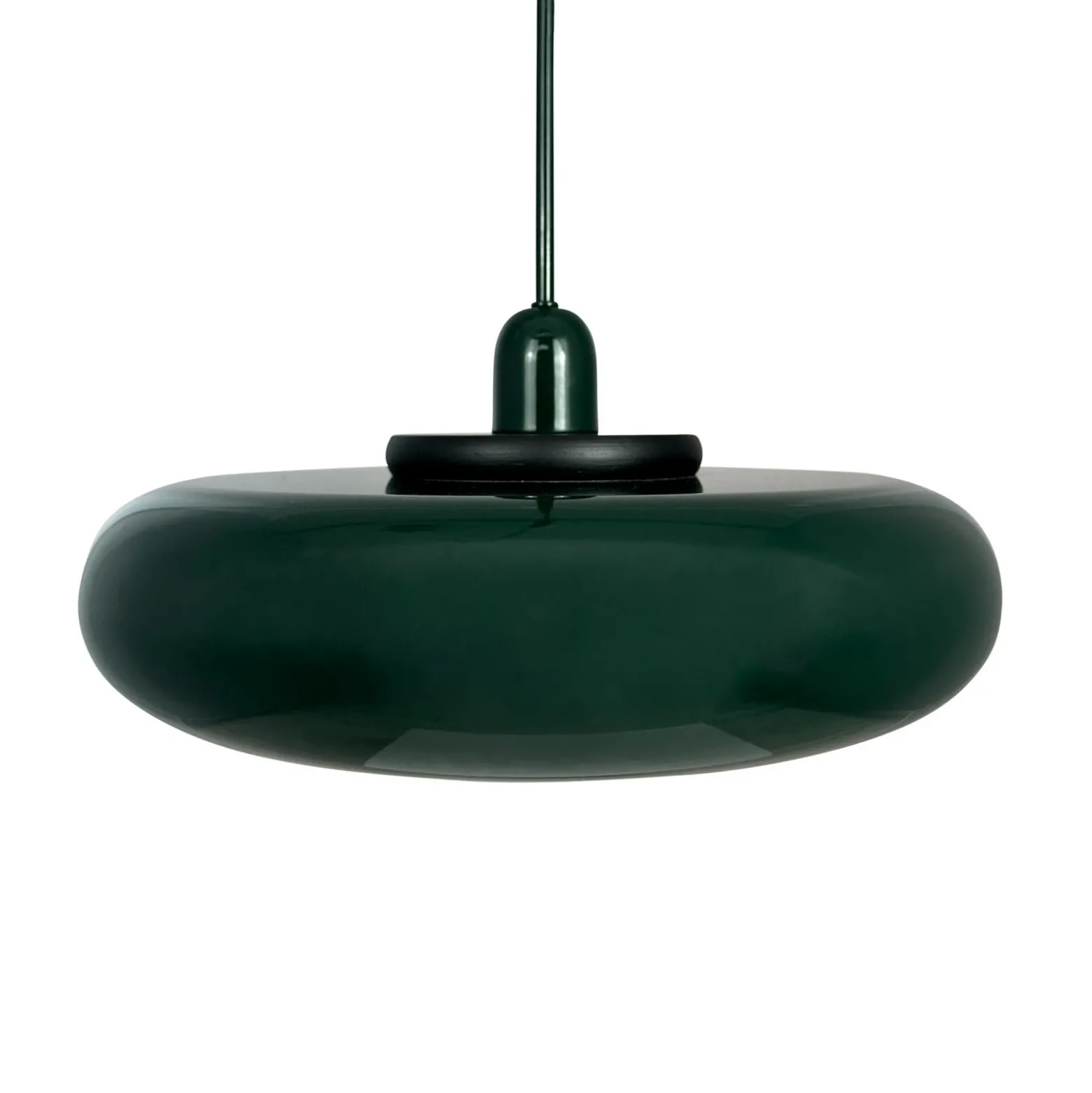Lámpara colgante Planet de Dyberg Larsen, verde oscuro, Ø 40 cm, metal