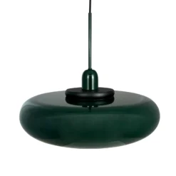 Lámpara colgante Planet de Dyberg Larsen, verde oscuro, Ø 40 cm, metal