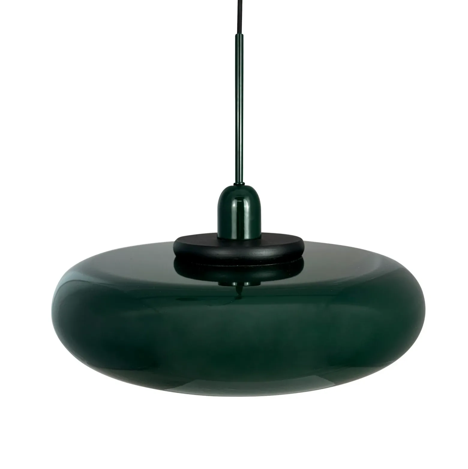 Lámpara colgante Planet de Dyberg Larsen, verde oscuro, Ø 40 cm, metal