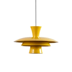Lámpara colgante Plato, amarillo mostaza, metal, Ø 38 cm, E27