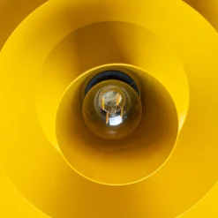 Lámpara colgante Plato, amarillo mostaza, metal, Ø 38 cm, E27