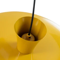 Lámpara colgante Plato, amarillo mostaza, metal, Ø 38 cm, E27