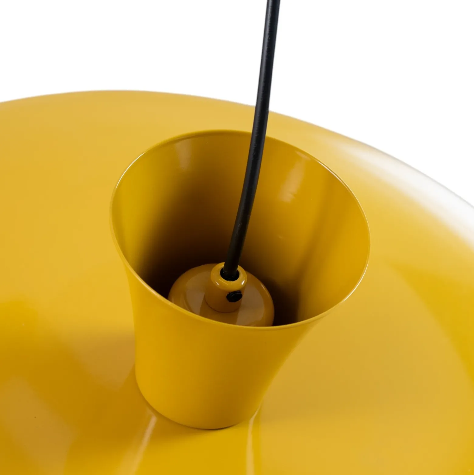 Lámpara colgante Plato, amarillo mostaza, metal, Ø 38 cm, E27