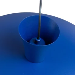 Lámpara colgante Plato, azul oscuro, metal, Ø 38 cm, E27