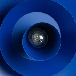 Lámpara colgante Plato, azul oscuro, metal, Ø 38 cm, E27