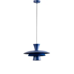 Lámpara colgante Plato, azul oscuro, metal, Ø 38 cm, E27