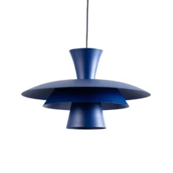 Lámpara colgante Plato, azul oscuro, metal, Ø 38 cm, E27
