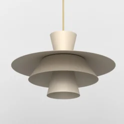 Lámpara colgante Plato, beige, metal, Ø 38 cm, E27