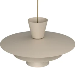 Lámpara colgante Plato, beige, metal, Ø 38 cm, E27