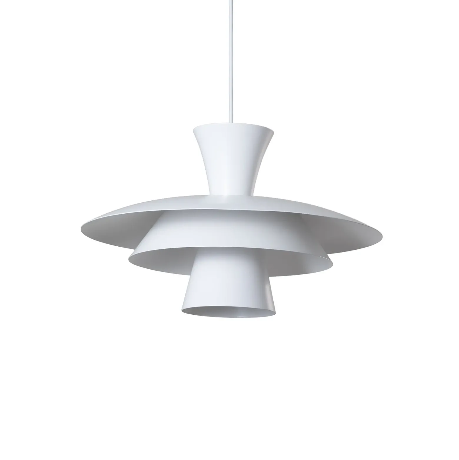 Lámpara colgante Plato, blanca, metal, Ø 38 cm, E27