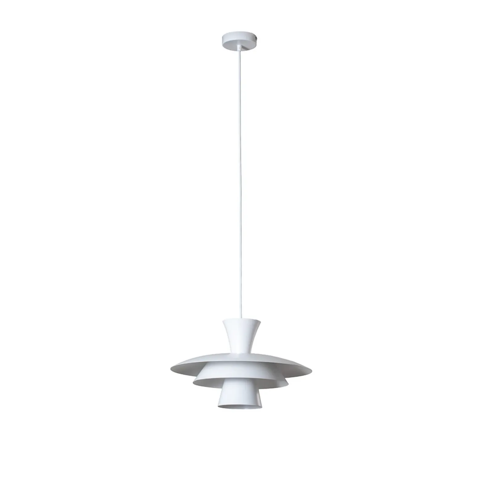 Lámpara colgante Plato, blanca, metal, Ø 38 cm, E27