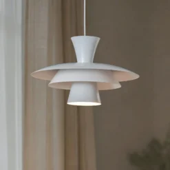 Lámpara colgante Plato, blanca, metal, Ø 38 cm, E27
