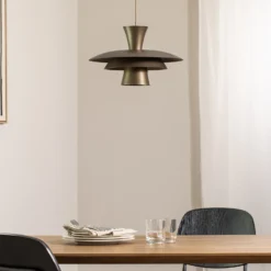 Lámpara colgante Plato, color titanio, metal, Ø 38 cm, E27