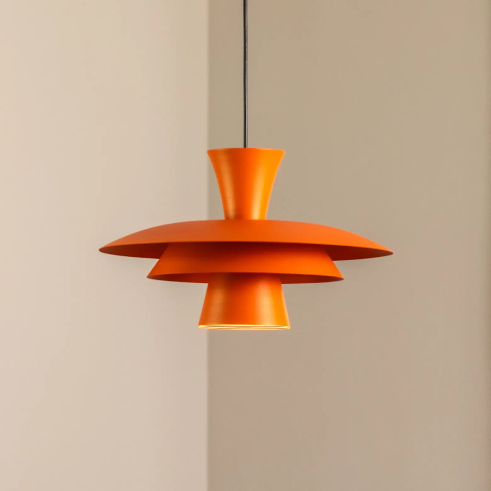 Lámpara colgante Plato, naranja, metal, Ø 38 cm, E27