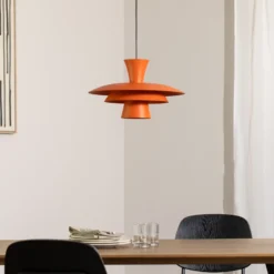 Lámpara colgante Plato, naranja, metal, Ø 38 cm, E27
