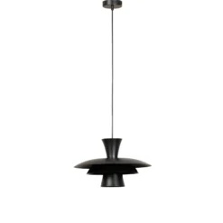 Lámpara colgante Plato, negro, metal, Ø 38 cm, E27