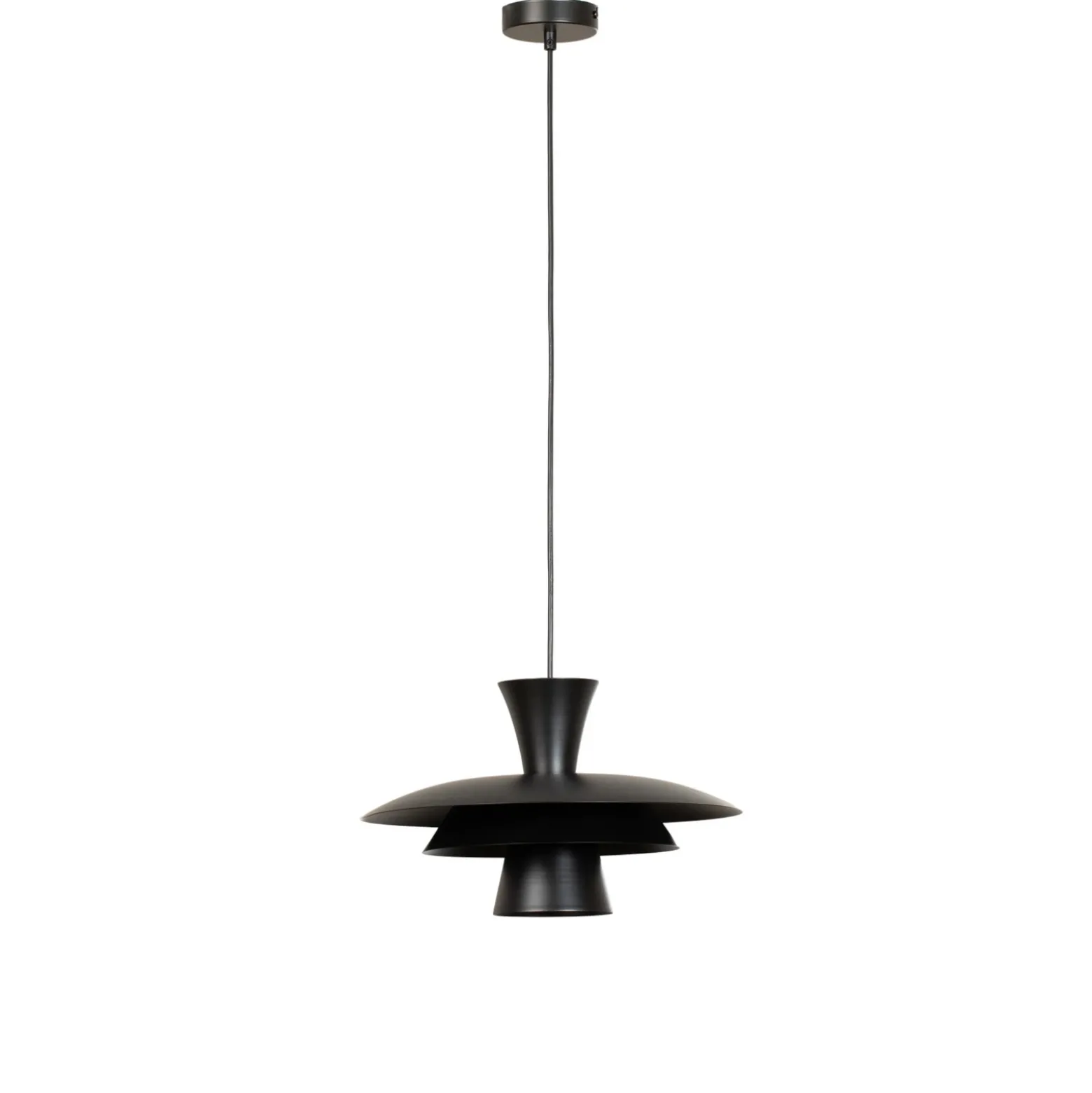 Lámpara colgante Plato, negro, metal, Ø 38 cm, E27