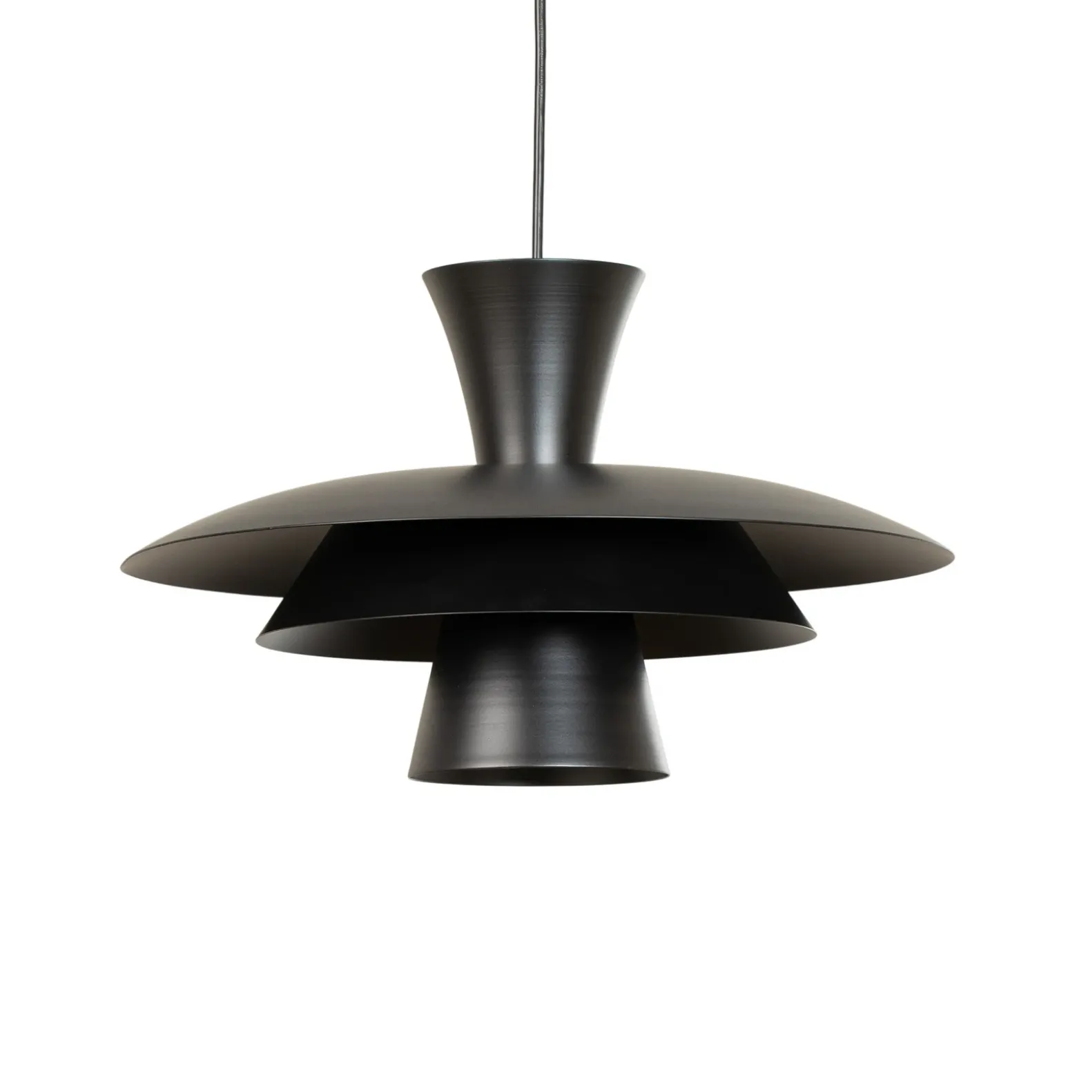 Lámpara colgante Plato, negro, metal, Ø 38 cm, E27