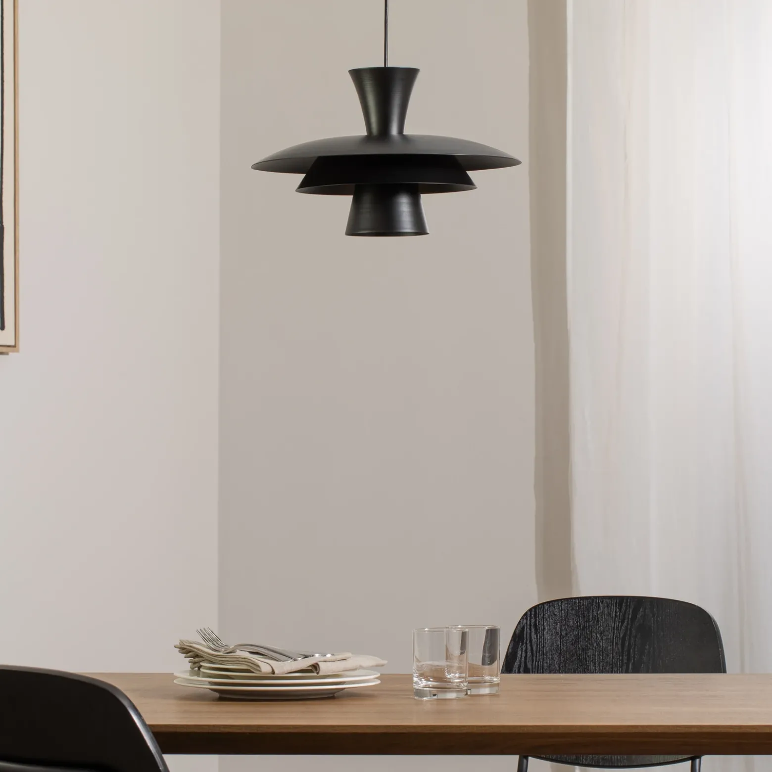 Lámpara colgante Plato, negro, metal, Ø 38 cm, E27