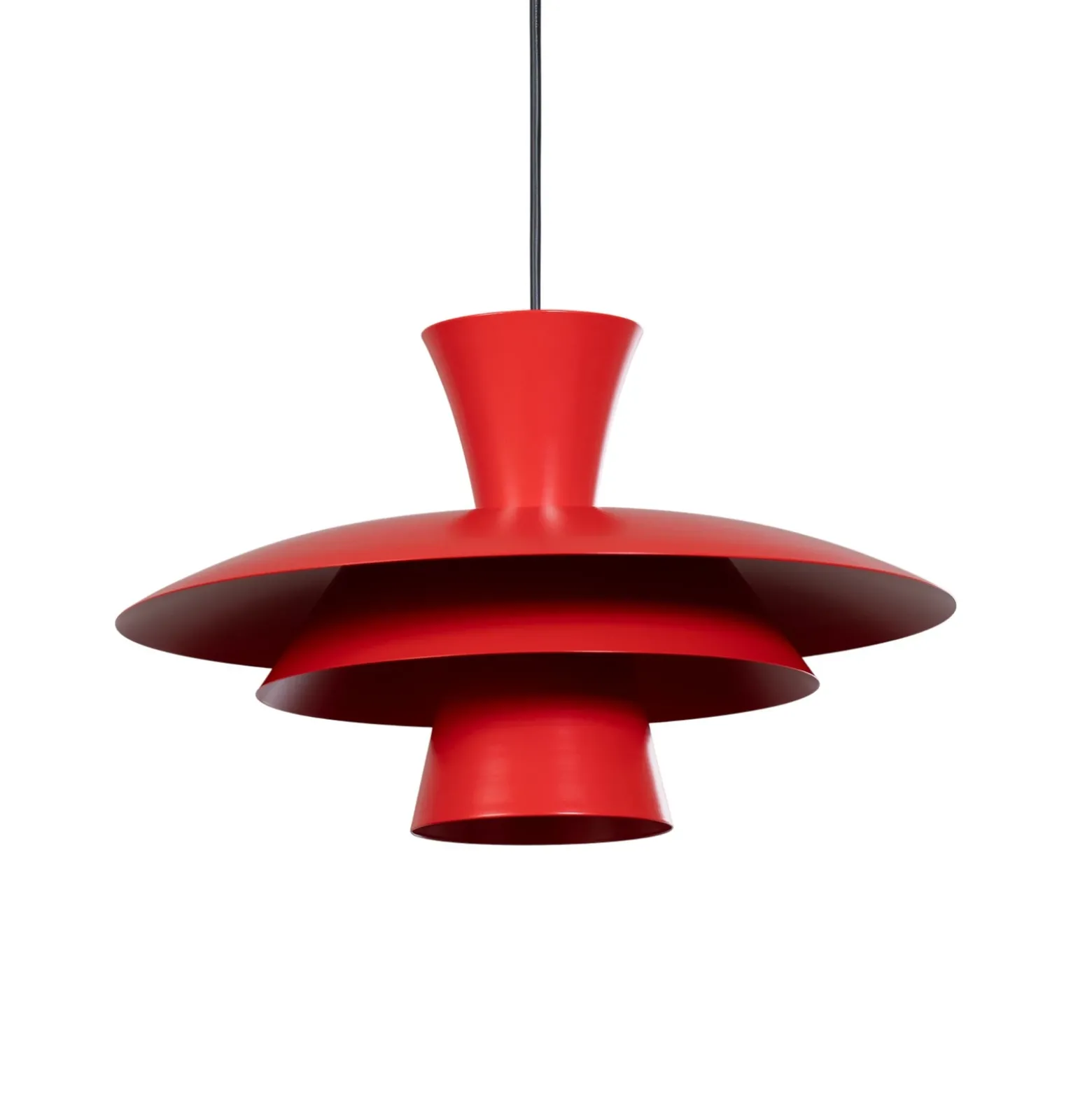 Lámpara colgante Plato, roja, metal, Ø 38 cm, E27
