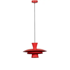 Lámpara colgante Plato, roja, metal, Ø 38 cm, E27