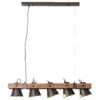 Lámpara colgante Plow, 5 luces negro/madera oscuro