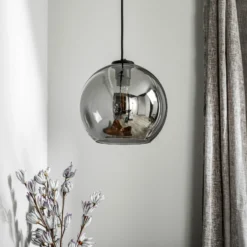 Lámpara colgante Polaris, cristal espejado, ahumado
