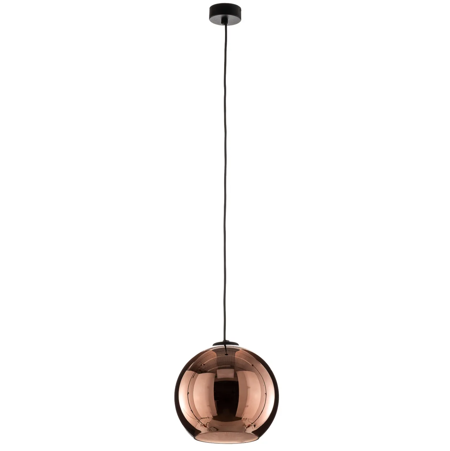 Lámpara colgante Polaris, cristal espejado, cobre