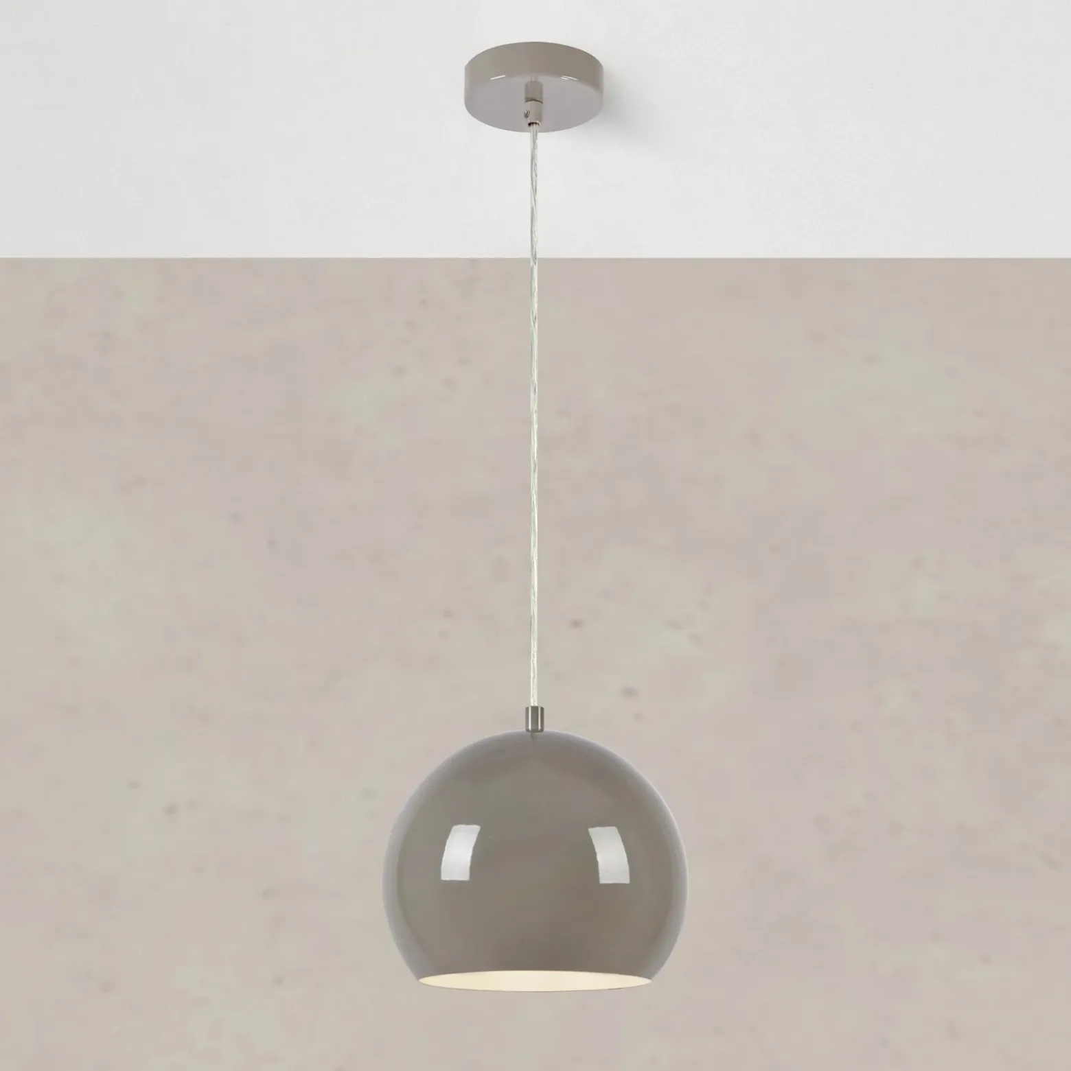 Lámpara colgante Pop, Ø 20 cm, greige, metal