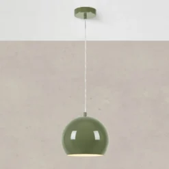 Lámpara colgante Pop, Ø 20 cm, verde, metal