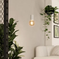 Lámpara colgante Pozueta 1, 1 luz, blanco