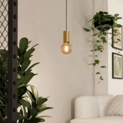Lámpara colgante Pozueta 1, 1 luz, latón
