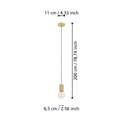 Lámpara colgante Pozueta 1, 1 luz, latón