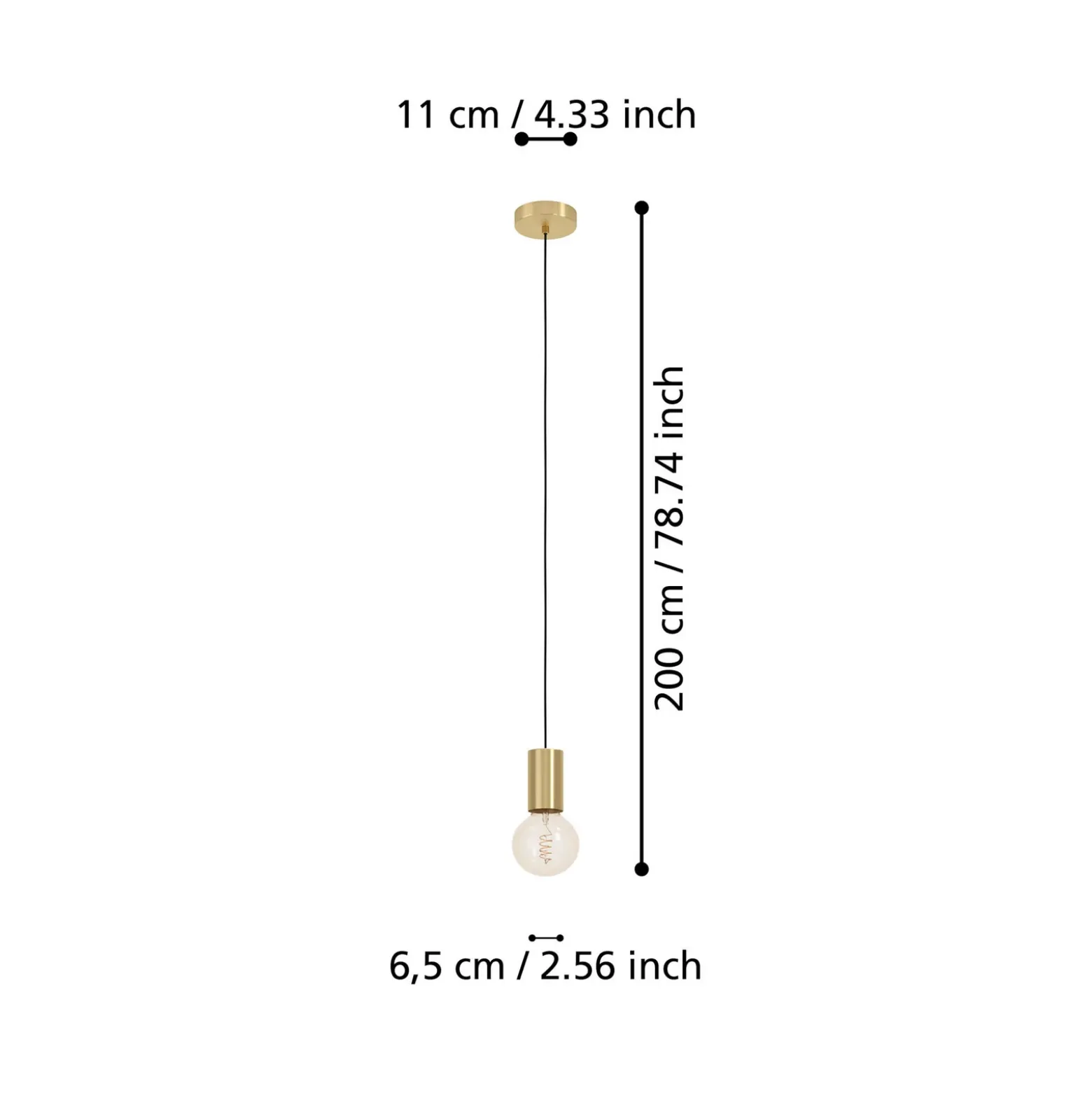 Lámpara colgante Pozueta 1, 1 luz, latón