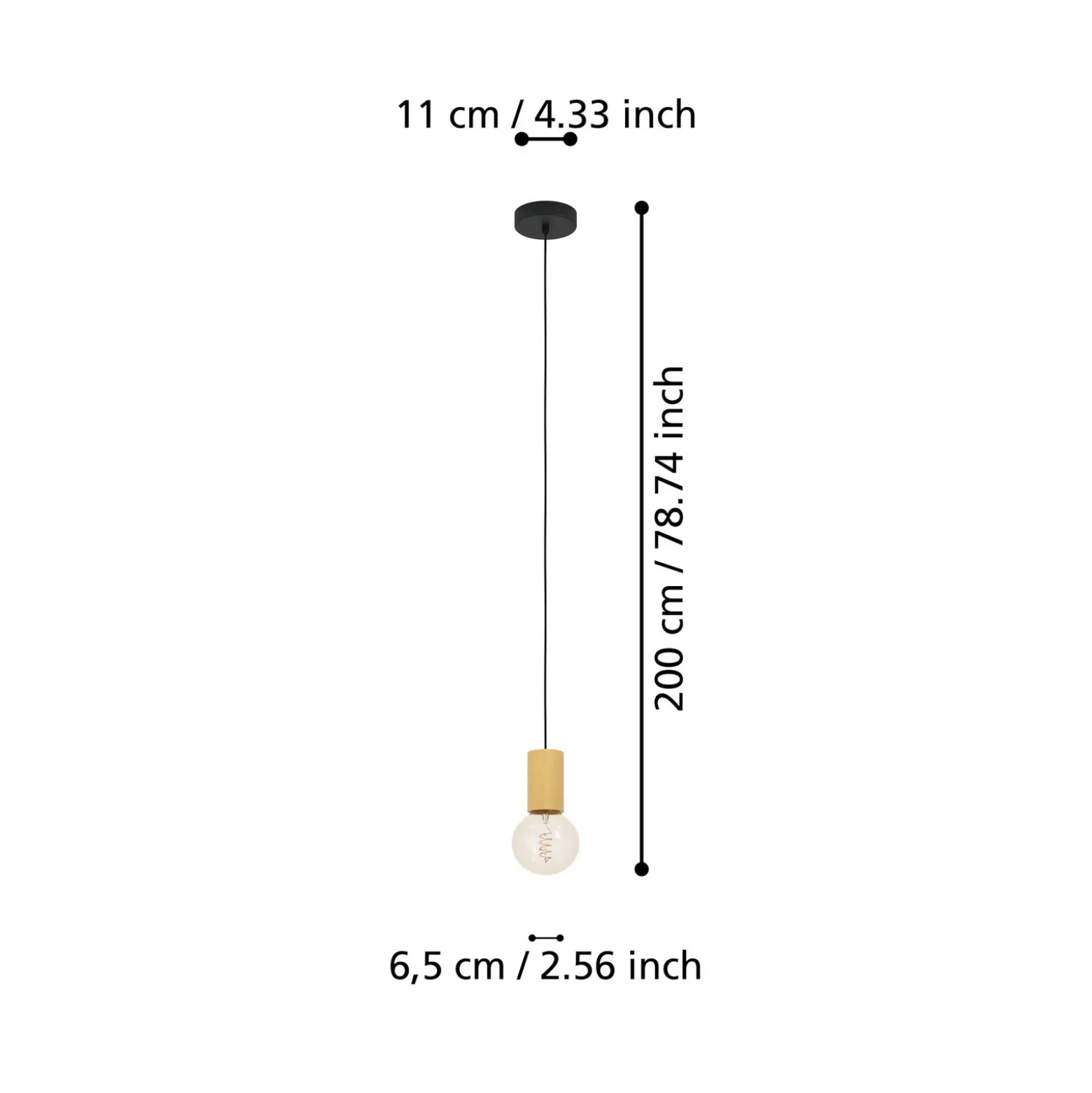 Lámpara colgante Pozueta 1, 1 luz, negro/marrón